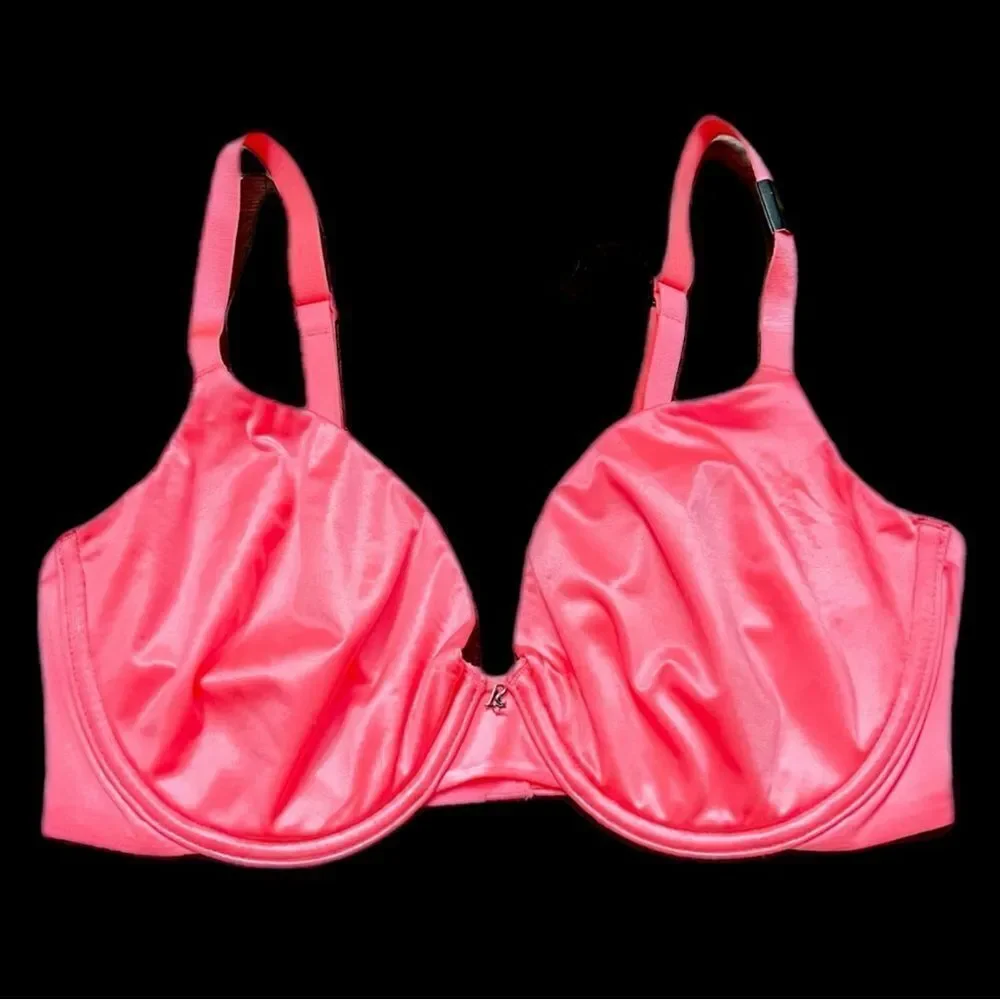 Victoria’s Secret Supersoft Satiny Fabulous unlined semi demi bra Coral 34D